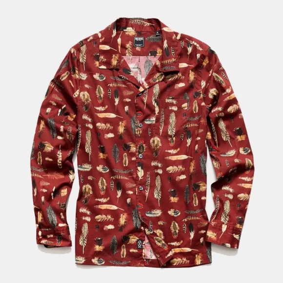 Todd Snyder Other - Todd Snyder Liberty Camp Collar Long Sleeve Shirt in Feather Print